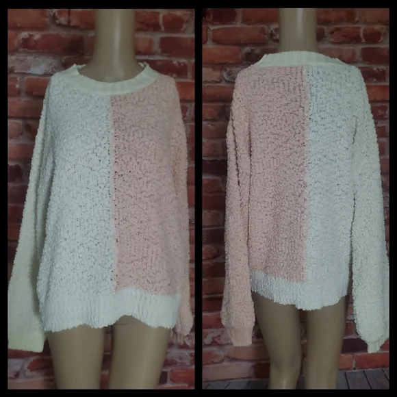 Pink & White Popcorn Knit Sweater S NWOT - Picture 6 of 6